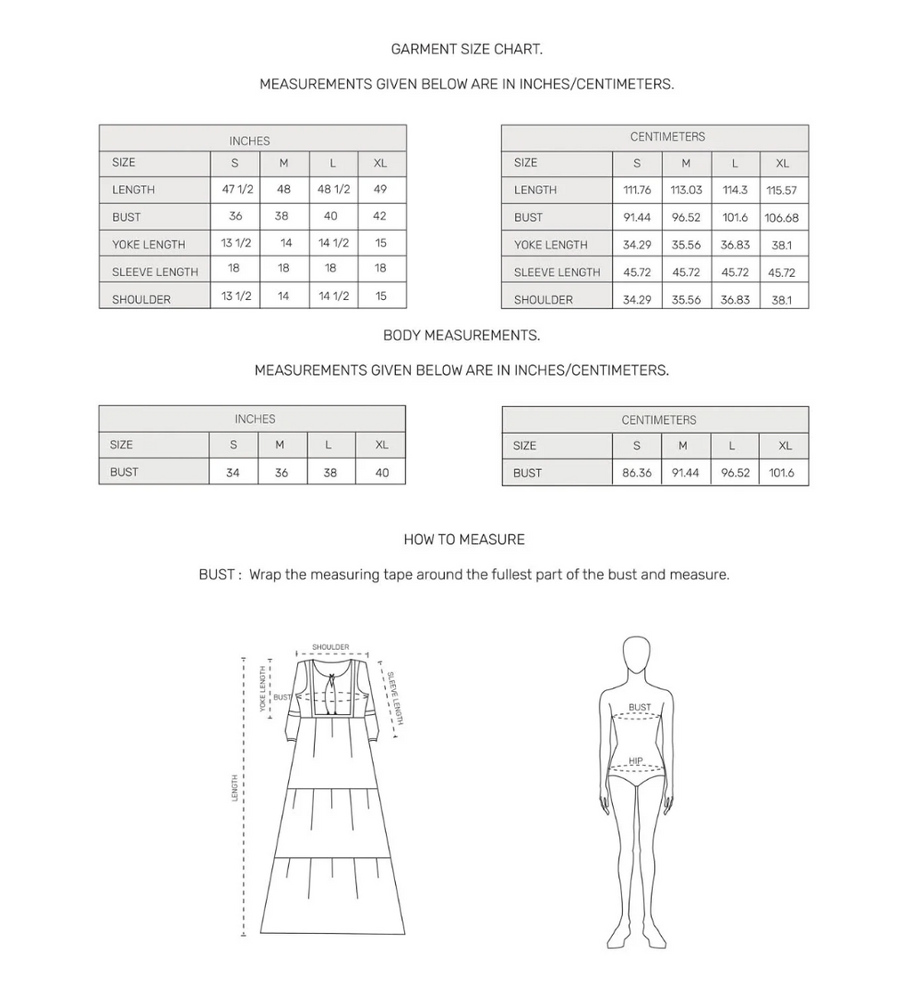 Cloud Tasseled Tier Dress – size chart