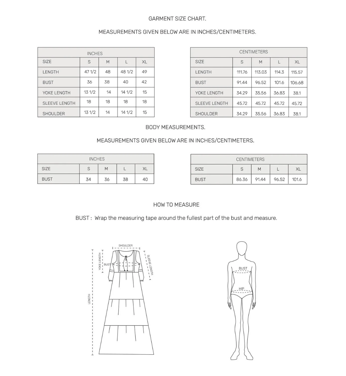 Cloud Tasseled Tier Dress – size chart