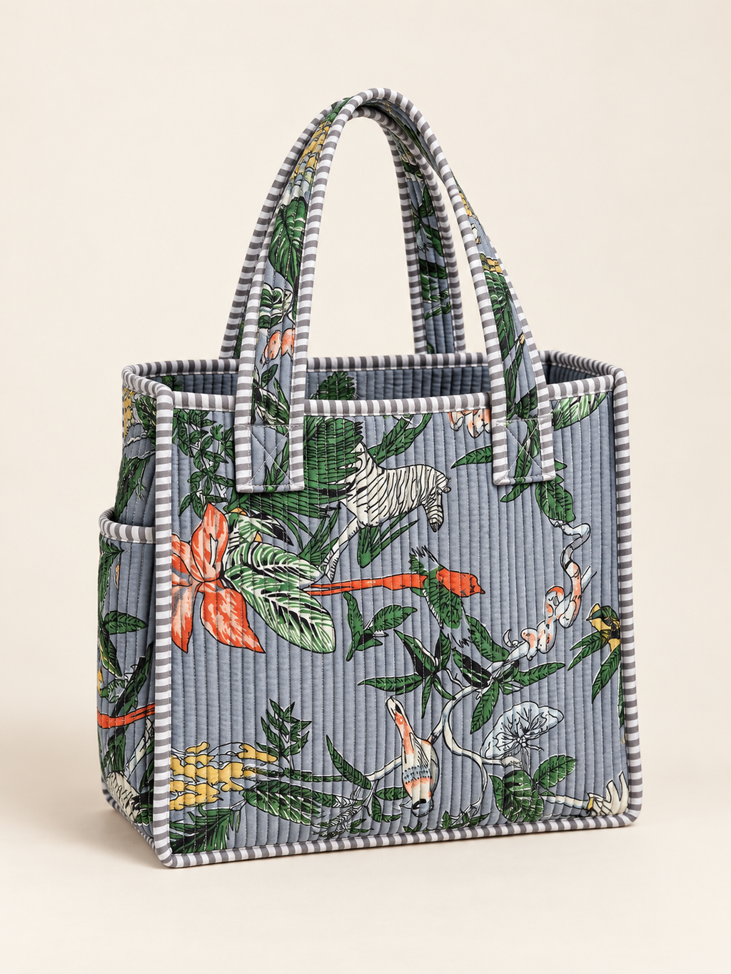 Grey Jungle Mini Tote Bag front view