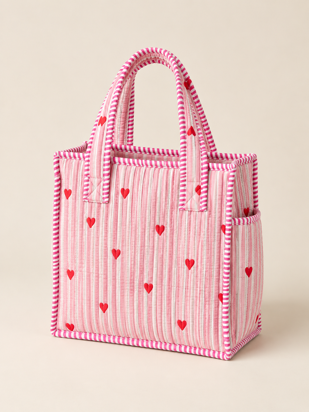 Mini sac cabas cœurs roses