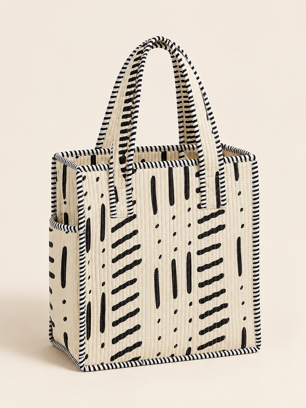 Oat Geometric Mini Tote Bag front view