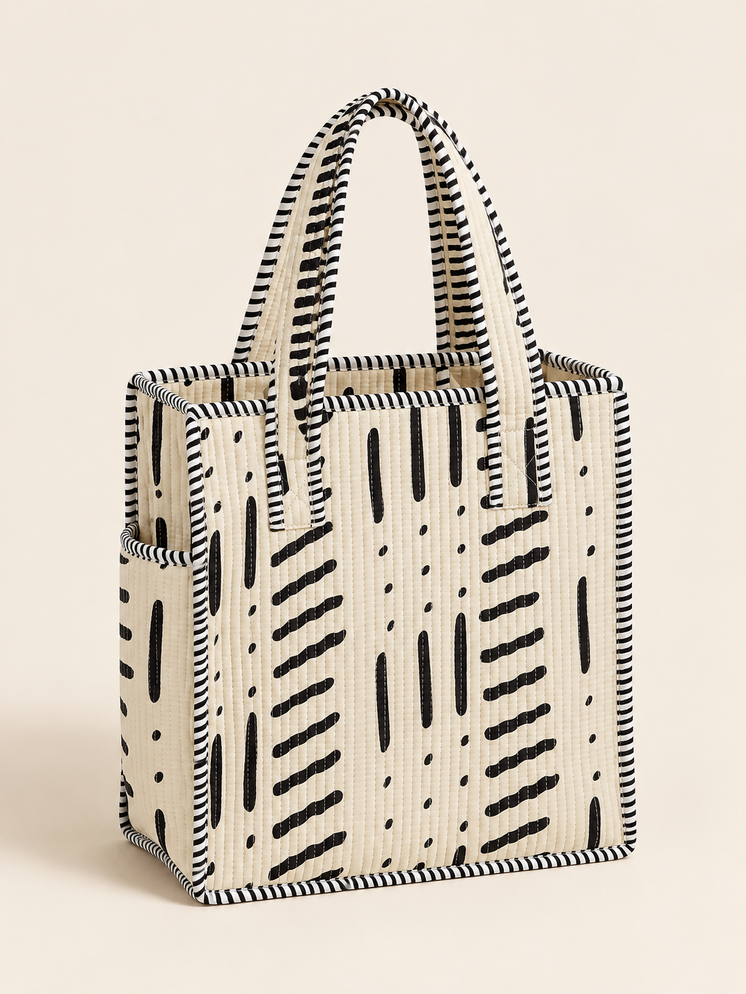 Oat Geometric Mini Tote Bag front view
