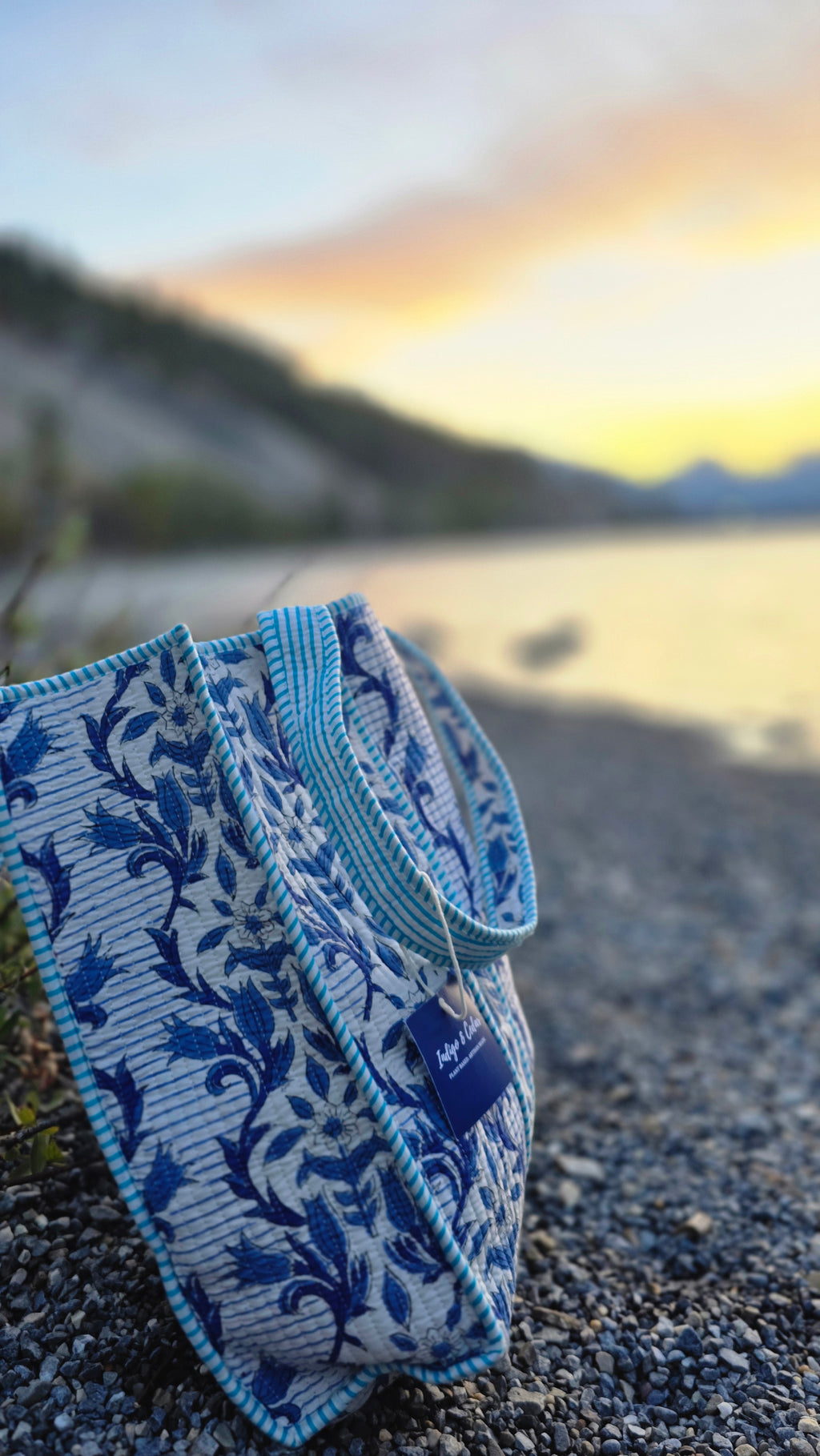 Royal Blue Vine Reversible Tote