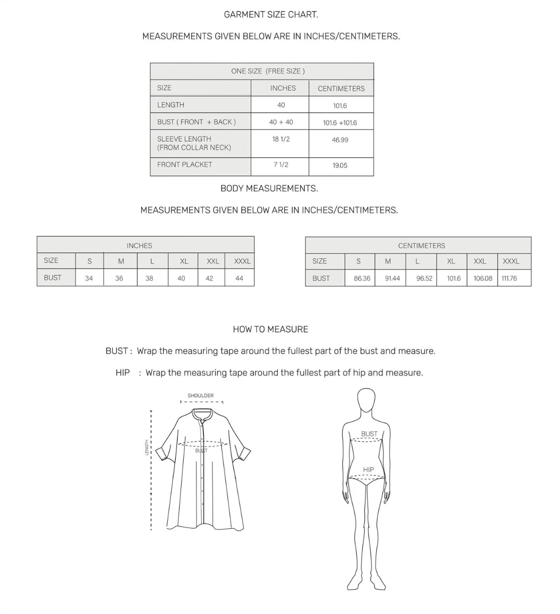 Lavender handloom cotton shirt dress - size chart