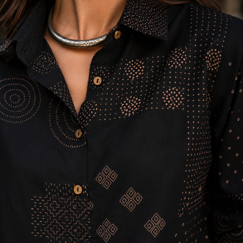 Midnight Boho Shirt - Closeup detail