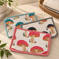 Black, red, and green Mushroom Quilted Flat Zip Pouches